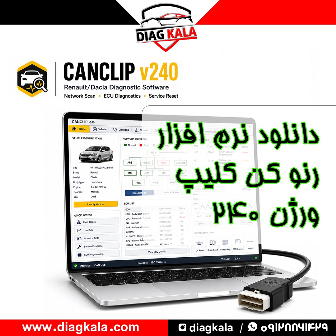 دانلود نرم افزار رنو کن کلیپ Renault CAN Clip V240